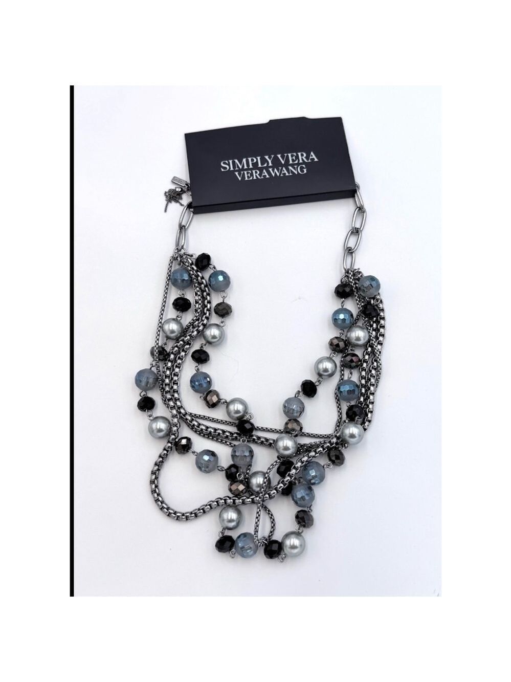 Simply Vera Vera Wang Gunmetal Blue Beaded Multi-Strand Necklace 2271
